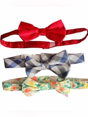 Baby boy Floral, Plaid and Satin Bow Tie Set - Red, Blue, Multi 6-12 mos